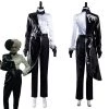 NewCosplay Cruella Black White Shirt Coat Pants Outfits Halloween Carnival Suit Cosplay Costume