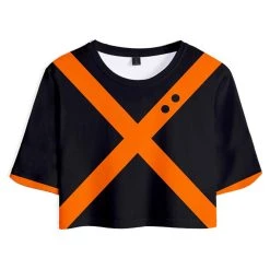INSWEAR New Arrivals Women My Hero Academia Crop Top Sets Bakugou Katsuki Cosplay Short Sleeve T-shirt Shorts 2 Pieces Sets Casual Clothes