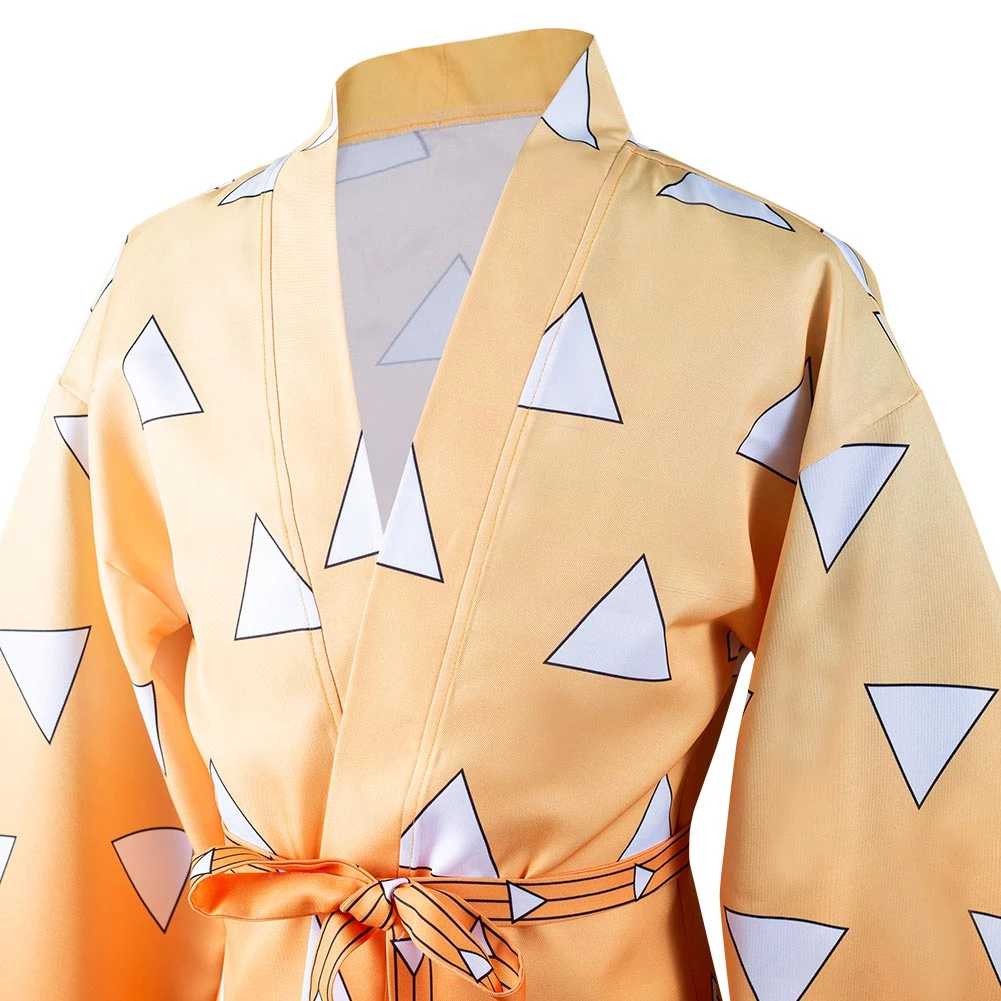 NewCosplay Demon Slayer Agatsuma Zenitsu Halloween Carnival Suit With Earrings Belt Cosplay Costume 13 NewCosplay Demon Slayer Agatsuma Zenitsu Halloween Carnival Suit With Earrings Belt Cosplay Costume