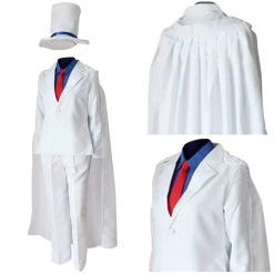 NewCosplay Detective Conan Kid The Phantom Thief Magic Kaito Kuroba Kaito Uniform Cosplay Costume