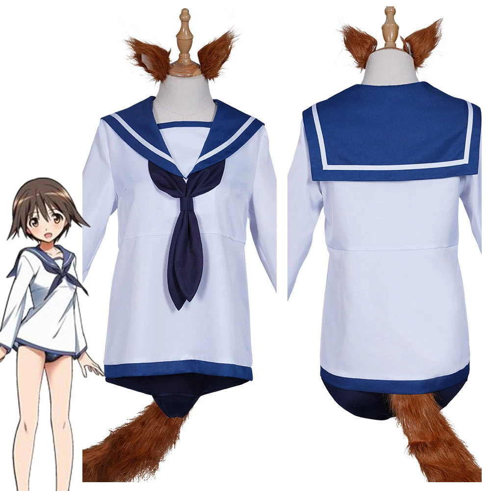 NewCosplay New Arrivals Strike Witches Miyafuji Yoshika Sailor Suit Dress Swimwear Outfits Halloween Carnival Suit Cosplay Costume 3 NewCosplay New Arrivals Strike Witches Miyafuji Yoshika Sailor Suit Dress Swimwear Outfits Halloween Carnival Suit Cosplay Costume