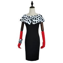 NewCosplay Cruella De Vil Print Dress Outfits Halloween Carnival Suit Cosplay Costume New Arrivals