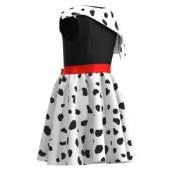 NewCosplay Cruella Kids Children Spotted Dress Halloween Carnival Suit Cosplay Costume New Arrivals