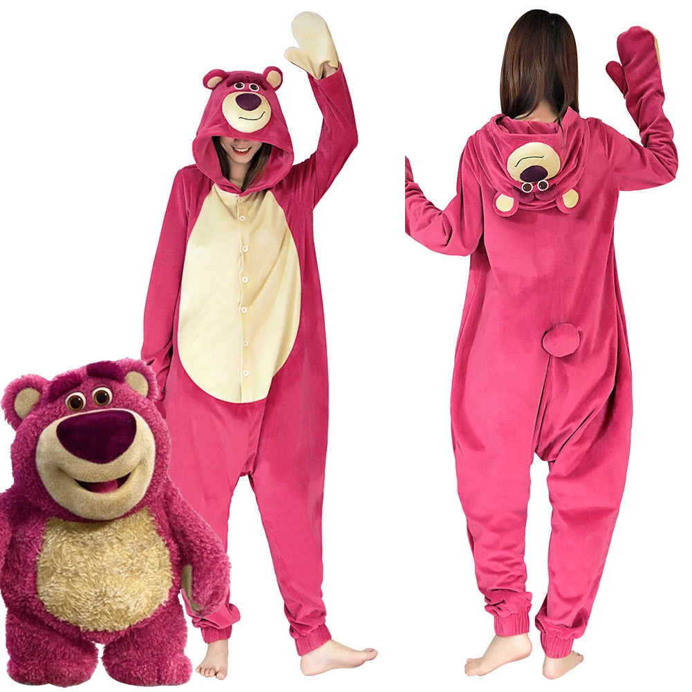 NewCosplay New Arrivals Toy Story 3 Lotso Strawberry Bear Pajama Sleepwear Christmas Halloween Cosplay Costume 3 NewCosplay New Arrivals Toy Story 3 Lotso Strawberry Bear Pajama Sleepwear Christmas Halloween Cosplay Costume