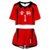 NewCosplay Haikyuu Nekoma High School NO 1 Kuroo Tetsurou Jersey Sports Wear Uniform Top Shorts For Women Cosplay Costume