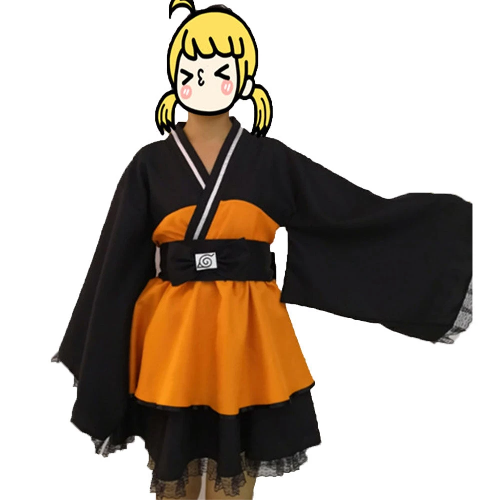 NewCosplay Naruto Shippuden Naruto Uzumaki Robe Lolita Cosplay Costume 3 NewCosplay Naruto Shippuden Naruto Uzumaki Robe Lolita Cosplay Costume