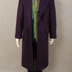 NewCosplay New Arrivals Dark Knight Joker Purple Wool Trench Coat Cosplay Costume