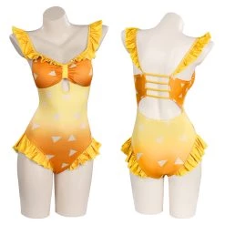 NewCosplay Demon Slayer Agatsuma Zenitsu Swimwear Outfits Halloween Carnival Suit Cosplay Costume New Arrivals