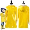 NewCosplay Coraline & The Secret Door- Coraline Jones Outfits Yellow Coat Halloween Carnival Suit Cosplay Costume