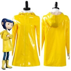 NewCosplay Coraline & The Secret Door- Coraline Jones Outfits Yellow Coat Halloween Carnival Suit Cosplay Costume