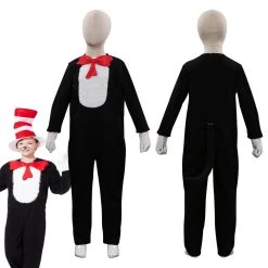 NewCosplay Dr. Seuss - The Cat In The Hat Onesies Kids Children Halloween Carnival Suit Cosplay Costume