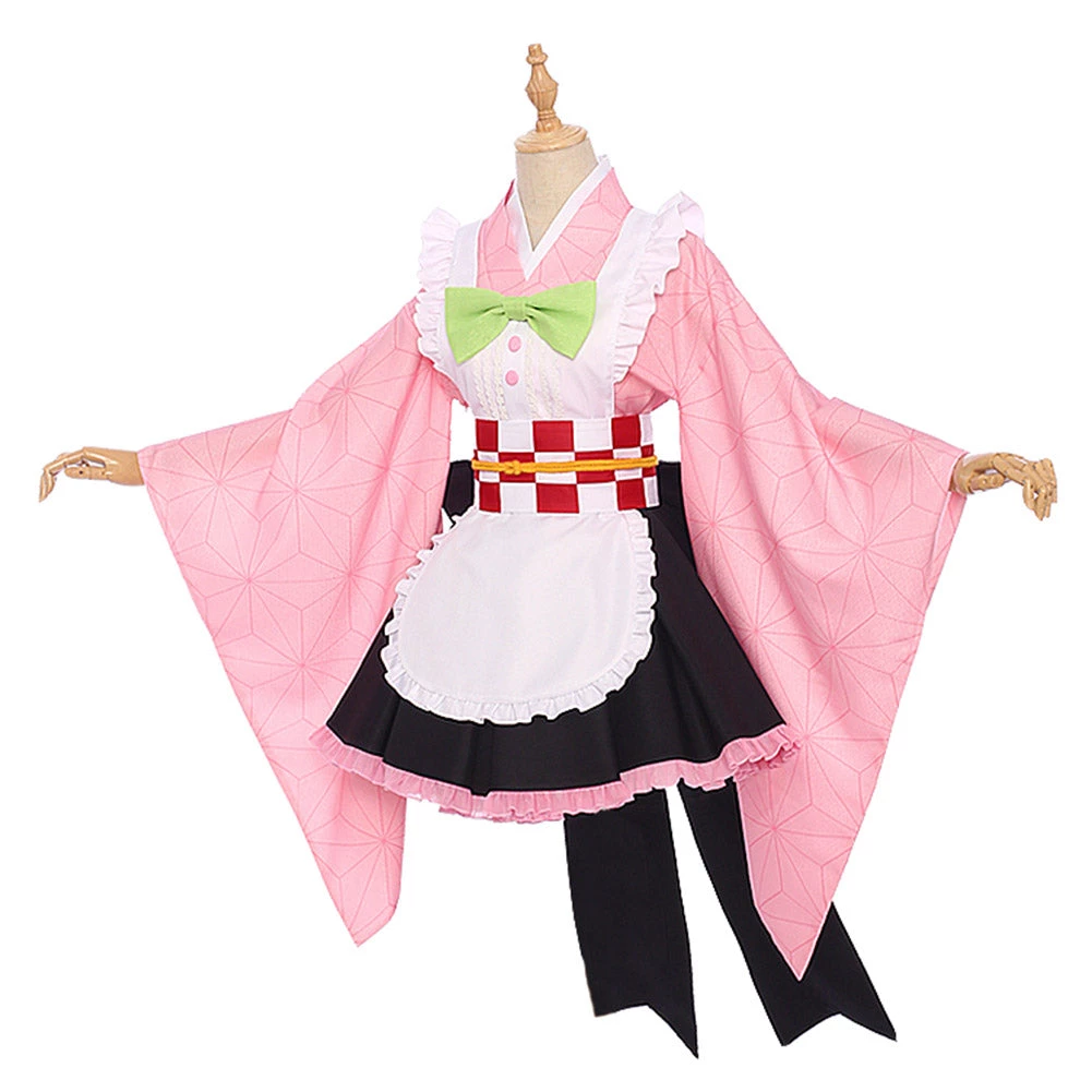 NewCosplay Demon Slayer Kamado Nezuko Maid Outfit Cosplay Costume 3 NewCosplay Demon Slayer Kamado Nezuko Maid Outfit Cosplay Costume