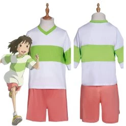 NewCosplay Spirited Away-Ogino Chihiro T-shirt Shorts Outfits Halloween Carnival Suit Cosplay Costume