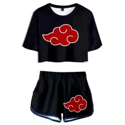 INSWEAR Women NARUTO Cosplay Crop Top & Shorts Set Summer 2 Pieces Casual Clothes