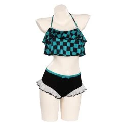 NewCosplay Anime Demon Slayer Kamado Tanjirou Swimwear Outfits Halloween Carnival Suit Cosplay Costume