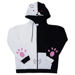 NewCosplay Danganronpa Dangan Ronpa Monokuma Hoodie Black And White Bear Zipper Jacket Coat Cosplay Costume