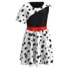 NewCosplay Cruella Kids Children Spotted Dress Halloween Carnival Suit Cosplay Costume New Arrivals