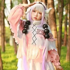 NewCosplay New Arrivals Miss Kobayashi-san Dragon Maid Kanna Kamui Costume + Wigs + Shoes