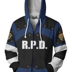 New Cosplaysky Resident Evil 2 Remake Re Leon Scott Kennedy Hoodie Teen Zip Up Sweatshirt