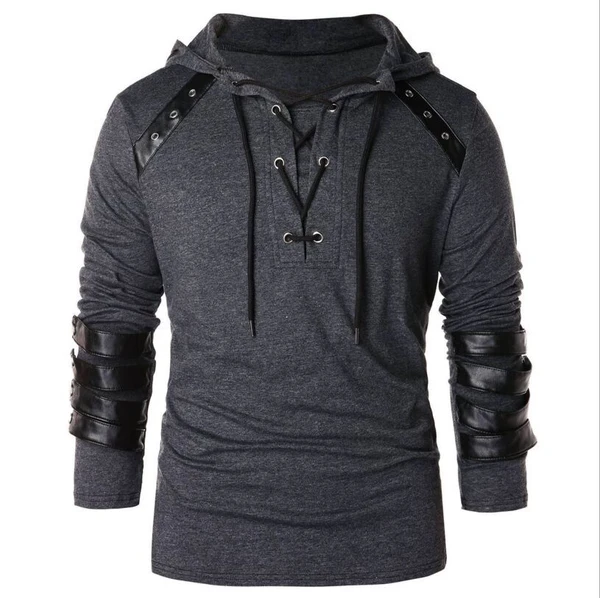 New Cosplaysky New Arrivals Men Gothic Steampunk Hoodie With Leather Straps Long Sleeve Lace Up Hooded Pullover Sweatshirt 9 New Cosplaysky New Arrivals Men Gothic Steampunk Hoodie With Leather Straps Long Sleeve Lace Up Hooded Pullover Sweatshirt