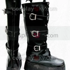 NewCosplay New Arrivals Punk Buckle Black Heavy-bottomed Boots Custom-Made