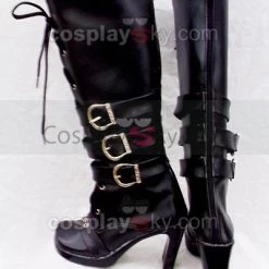 NewCosplay Punk Queen Black Boots Shoes High Heeled Custom Made