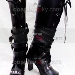 NewCosplay Punk Queen Black Boots Shoes High Heeled Custom Made