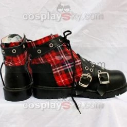NewCosplay Punk Red Plaid Classical Boots B Version Custom-Made