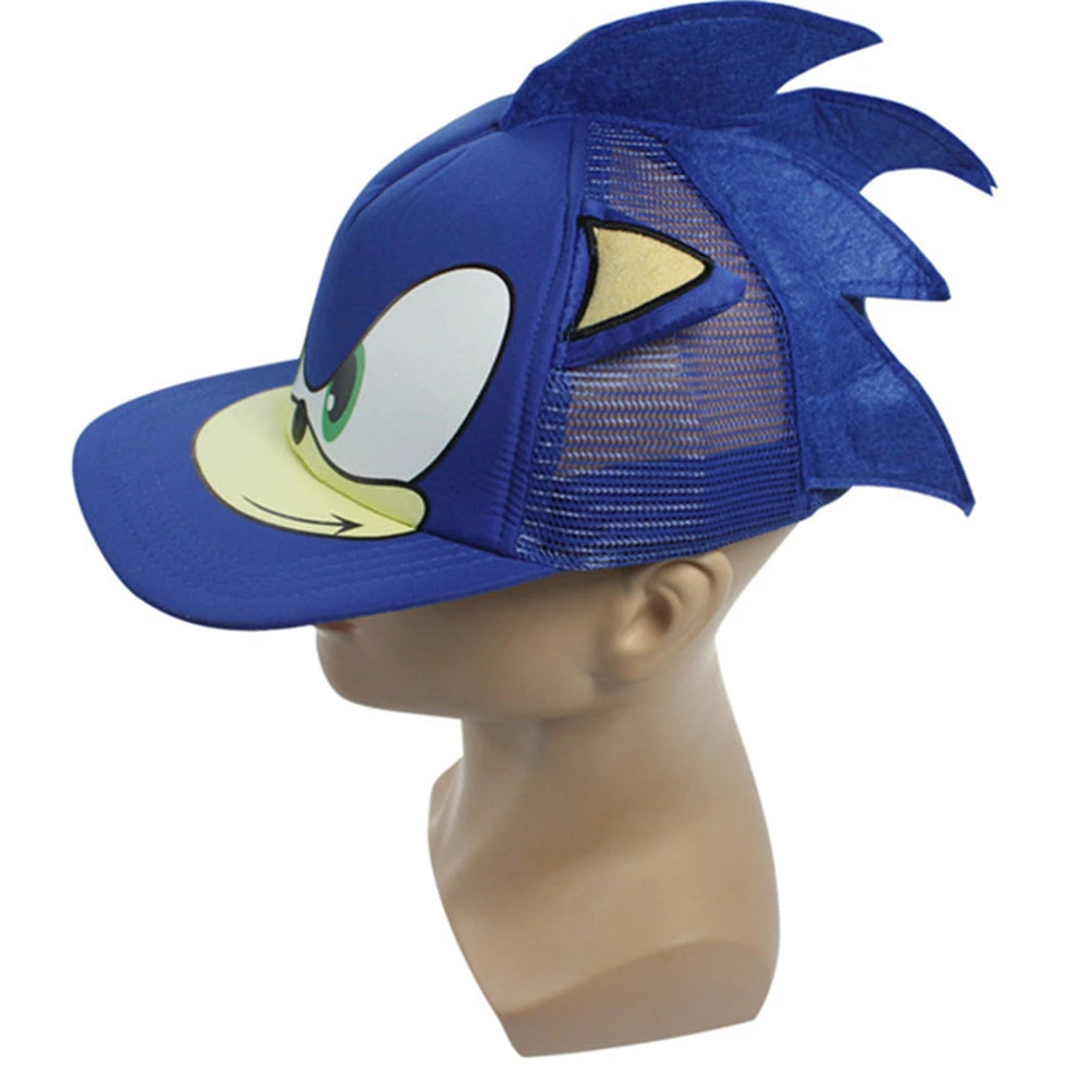 NewCosplay Sonic The Hedgehog Snapback Face Cartoon Youth Adjustable Baseball Hat Cap Blue New Arrivals 7 NewCosplay Sonic The Hedgehog Snapback Face Cartoon Youth Adjustable Baseball Hat Cap Blue New Arrivals