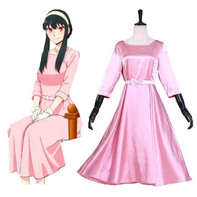 Fandombuy SPY×FAMILY Yor Forger Cosplay Costume Pink Dress Outfits Halloween Carnival Suit 3 Fandombuy SPY×FAMILY Yor Forger Cosplay Costume Pink Dress Outfits Halloween Carnival Suit